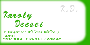 karoly decsei business card